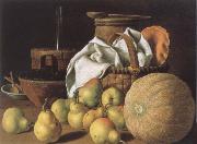 MELeNDEZ, Luis Style life with melon and pears Spain oil painting artist